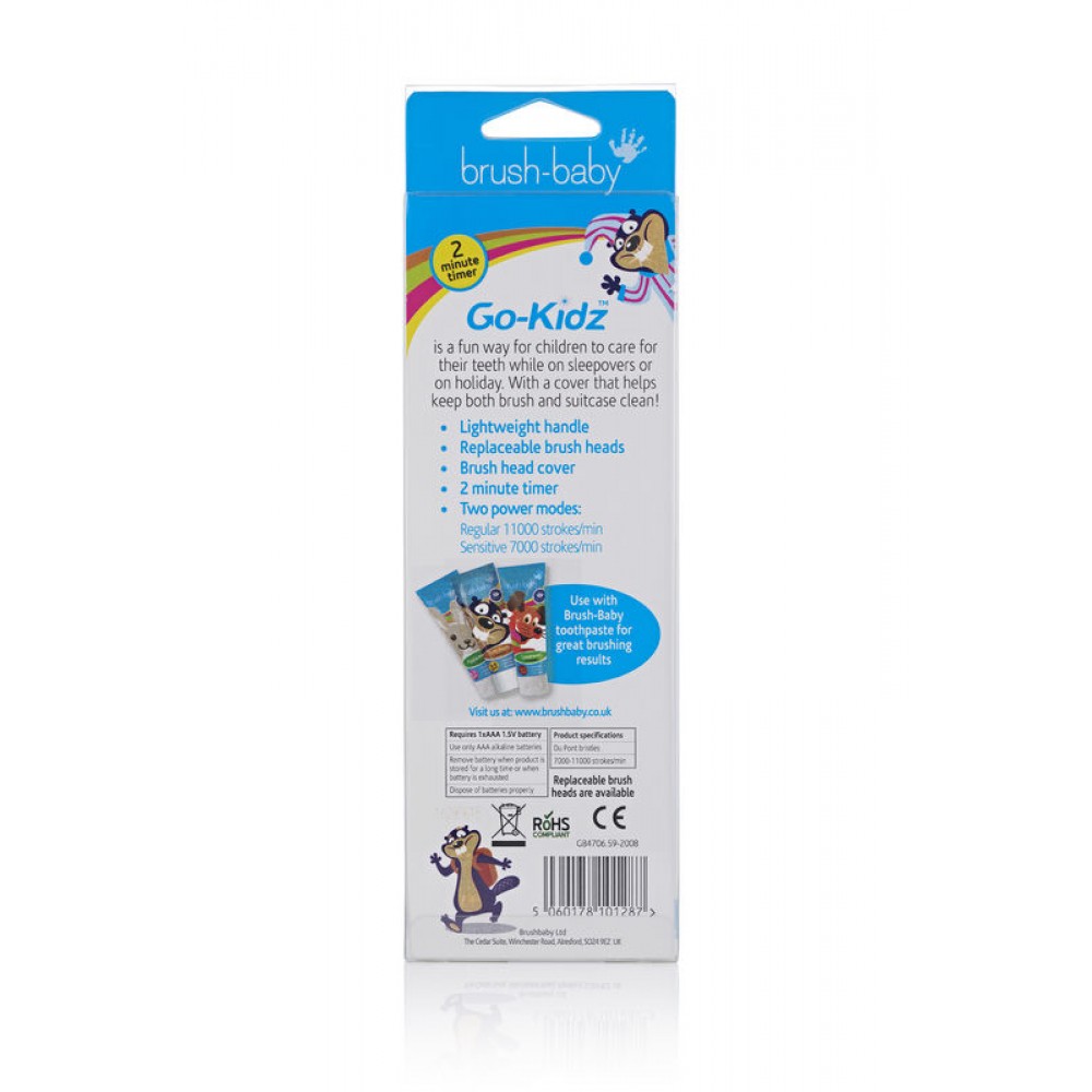 Електрична зубна щітка Go-Kidz Electric Travel Toothbrush - Blue, (Brush-baby)