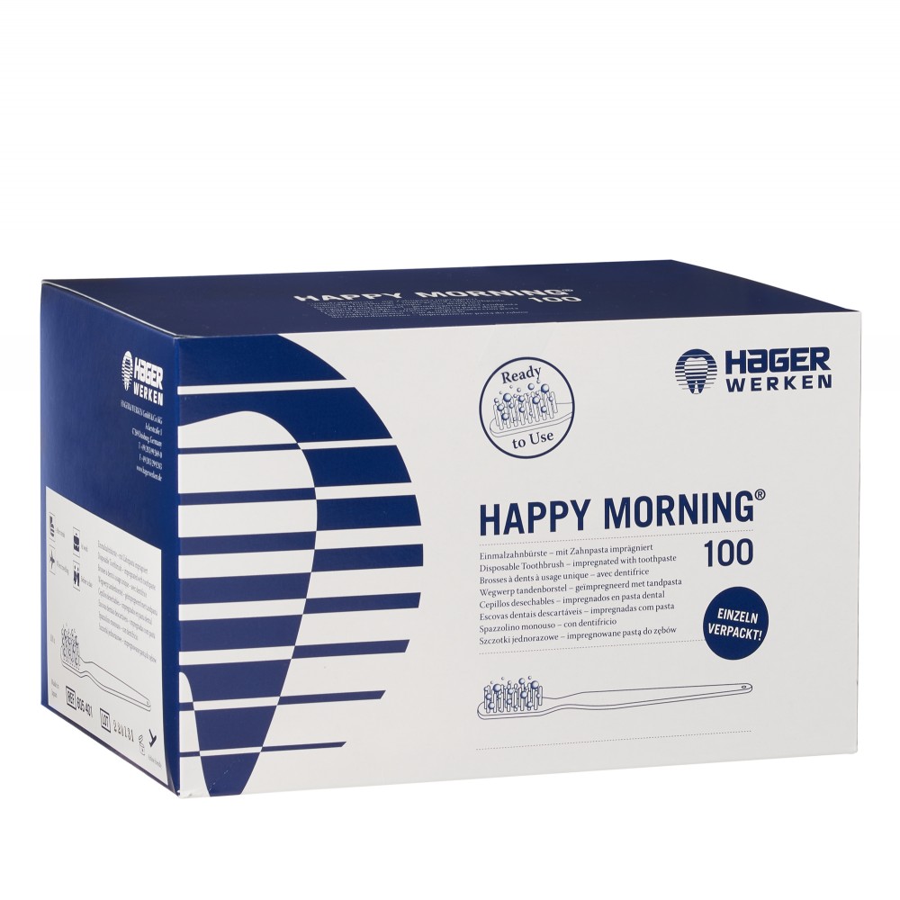 Одноразові зубні щітки імпрегновані зубною пастою Happy Morning (100 шт), (Miradent)