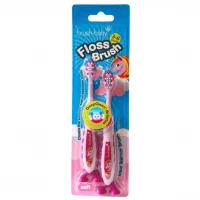 Зубна щітка Brush-Baby FlossBrush (3-6 років)  Єдиноріг, на ніжці-липучці (подвійна упаковка)