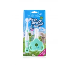 Набір: прорізувач для зубів та щітка First Brush and Teether Set (від 0 до 3 років), (Brush-baby)
